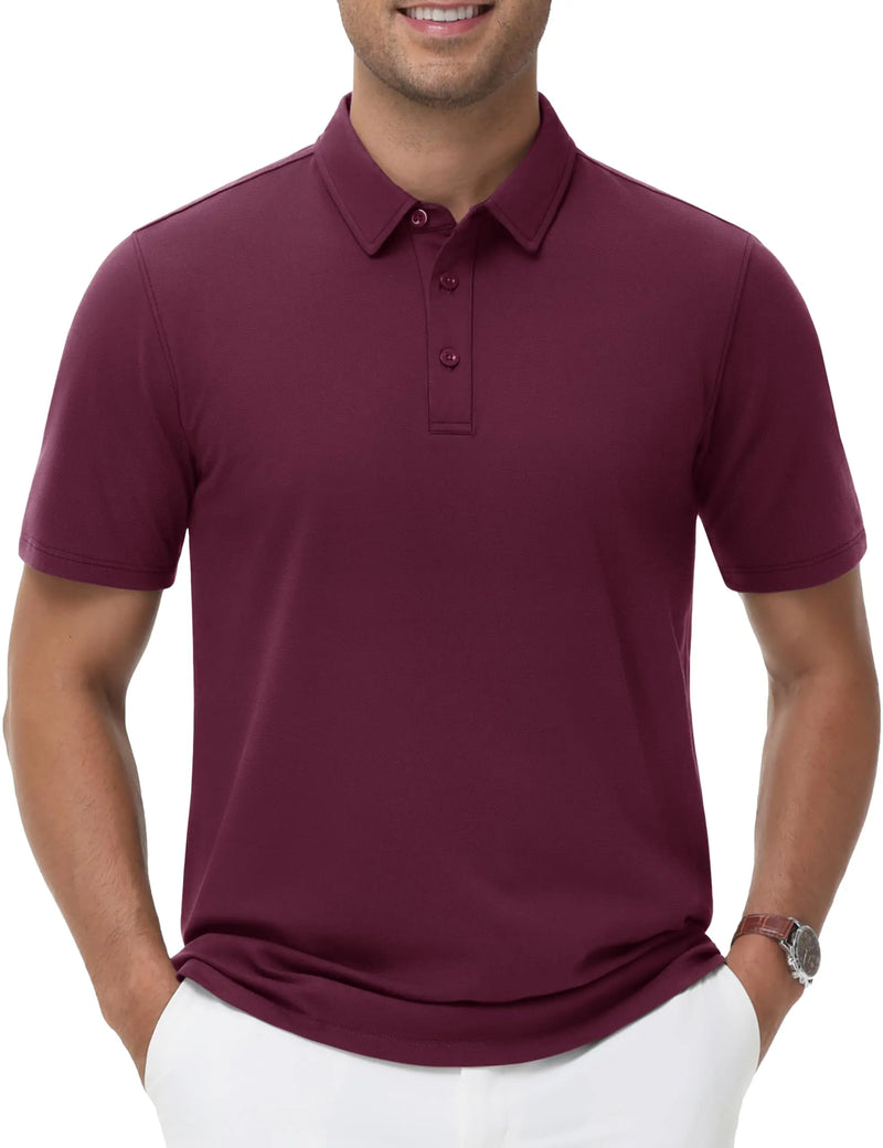 TACVASEN Polo Shirts Men's Short Sleeve Soft Cotton Pique T-Shirts 3 Buttons Classic Fit Casual Performance Golf Shirts Cooling