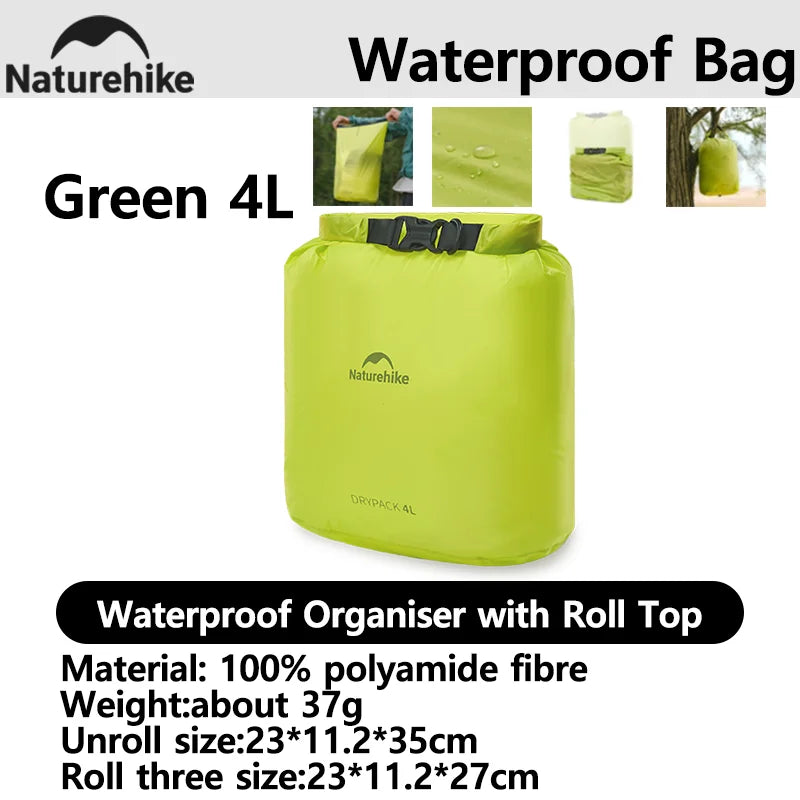 Naturehike2025 New Outdoor Ultralight Roll Top PU2000+ Waterproof Storage Bag Picnic Camping Drinking Water Storage Bag