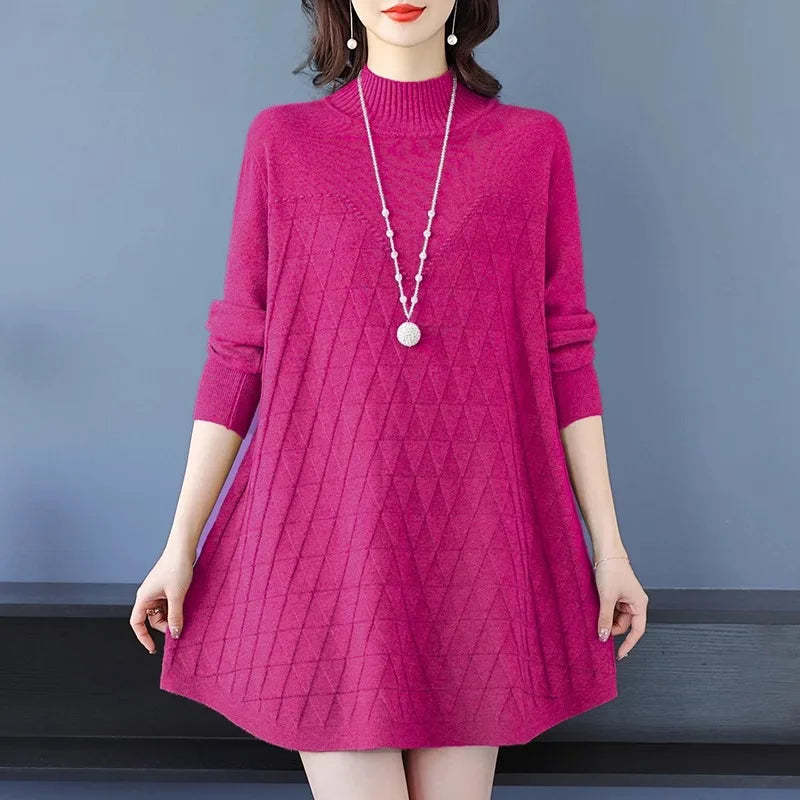 Winter Jerseys For Women New Loose Big Size Mother Pullover Sweater Knitwear Woolen Short Dress Female Jumper Pulls Clothes