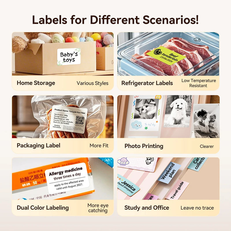 3 Rolls NIIMBOT B21 B3S B1 B31 Thermal Label Clothing Price Food Self-adhesive Tag Waterproof Smart Office Pocket Printer Label