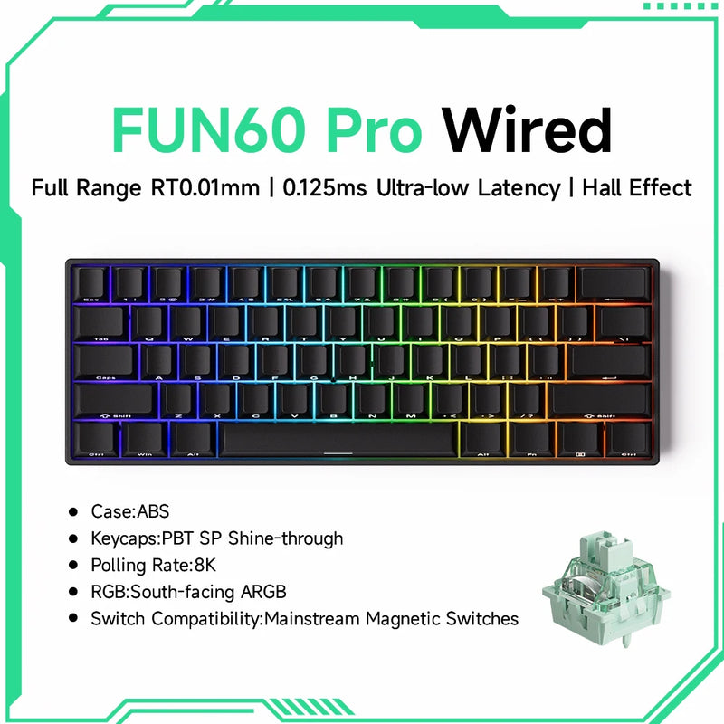 Akko MonsGeek FUN60 PRO&MAX HE Machanical Keyboard Magnetic Switch 60% Gaming Keyboard Rapid Trigger 8K Custom Keyboard