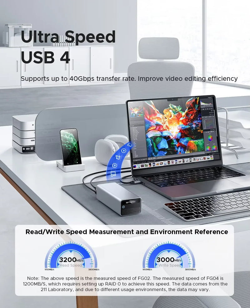 ORICO 4TB External SSD USB4 40Gbps Storage Expansion Disk RAID 0/1/5/JBOD High-Speed Storage Solid State Drive for PC Laptop SSD