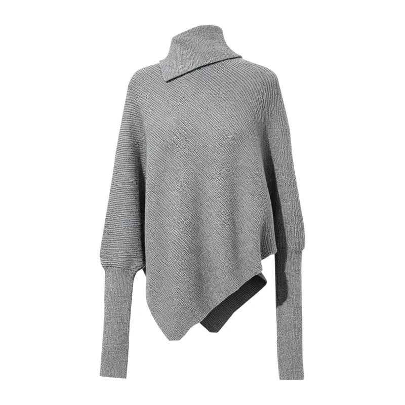អាវយឺតក Turtleneck ដៃអាវ Batwing អាវមិនស្មើគ្នាសម្រាប់នារី រលុង សមល្មម អាវយឺតរដូវរងាសម្រាប់នារីធ្វើដំណើរទៅធ្វើការ 12644072