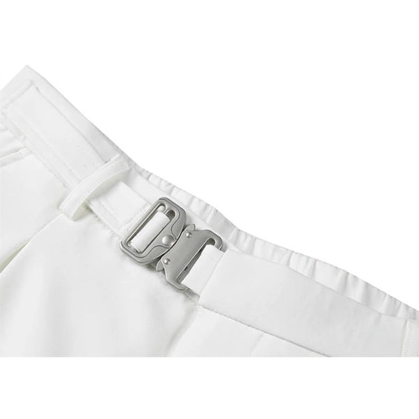 Men's Stylish Dress Shorts with Metal Belt - Lightweight Chino Shorts Adjustable Buckle Waist  Perfect for Business Casual Daily