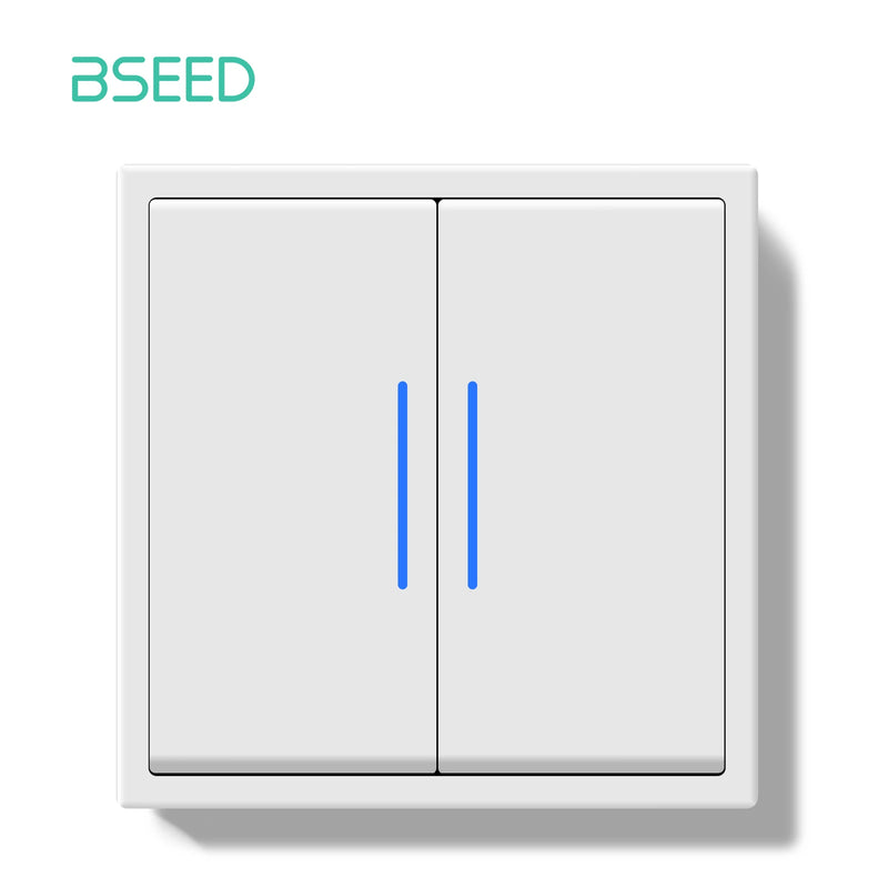 BSEED Mechanical Button Light Switch 1/2Gang 1Way With 65W USB Type-C Fast Charge Socket Plastic Frame Switch With LED Indicator