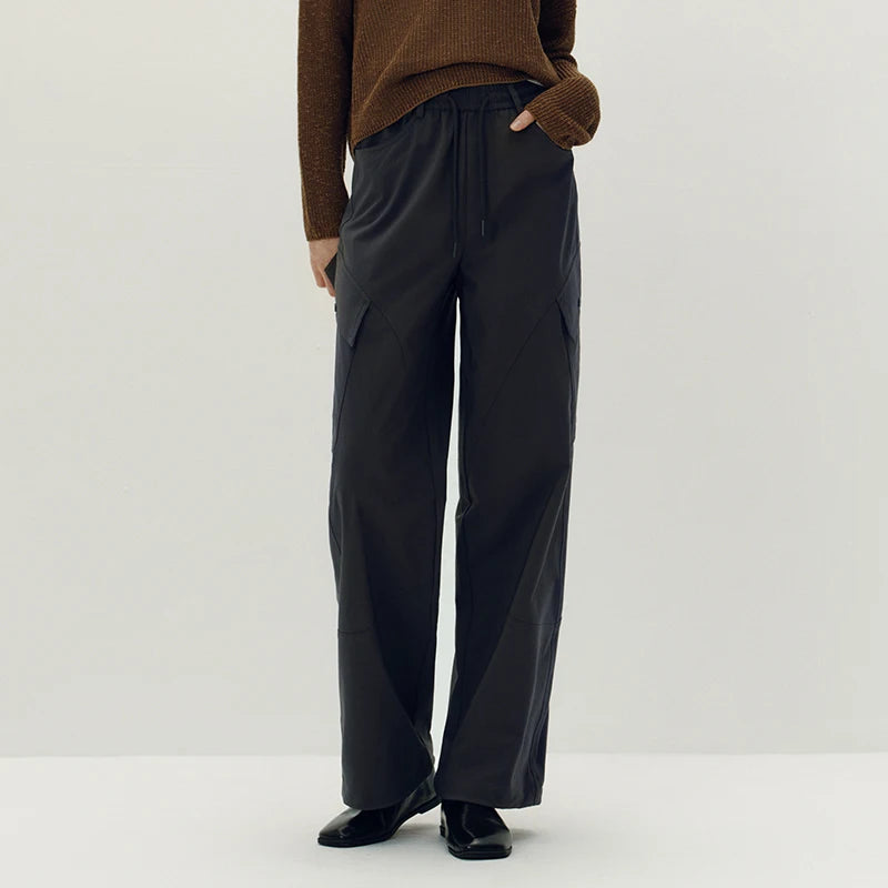 Semir Women Pants Solid Drawstring Wide Leg Split Detail Long Leg Look 2026 Autumn Cargo Style Outdoor Casual Trousers