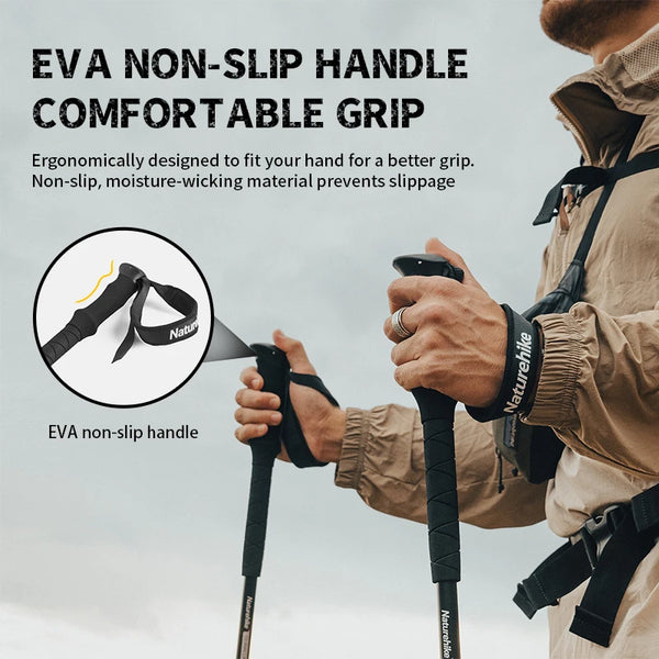 ដំបងឡើងភ្នំ Naturehike ST03 Snow Pro ធ្វើពីអាលុយមីញ៉ូម សម្រាប់បោះតង់ ដើរលេងក្រៅផ្ទះ ធ្វើពីឈើច្រត់ ចាក់សោខាងក្រៅ ឧបករណ៍ឡើងភ្នំបែបតេឡេស្កុប