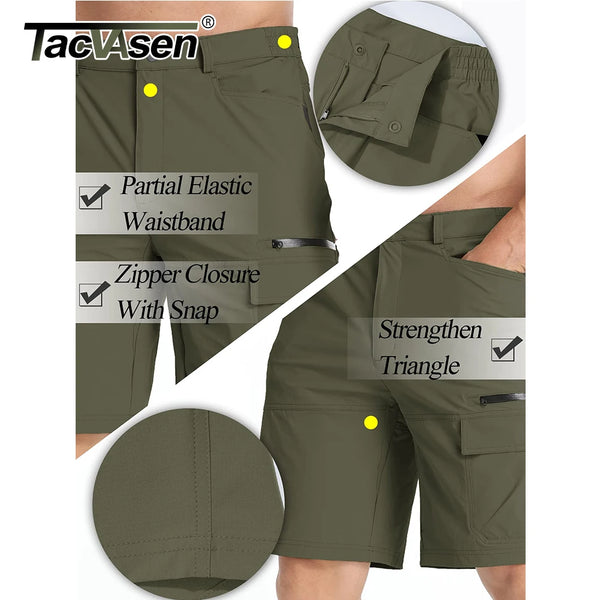 TACVASEN Summer Quick Drying Nylon Work Shorts Mens Casual Hiking Cargo Shorts Lightweight Outdoor Fishing Short Pants