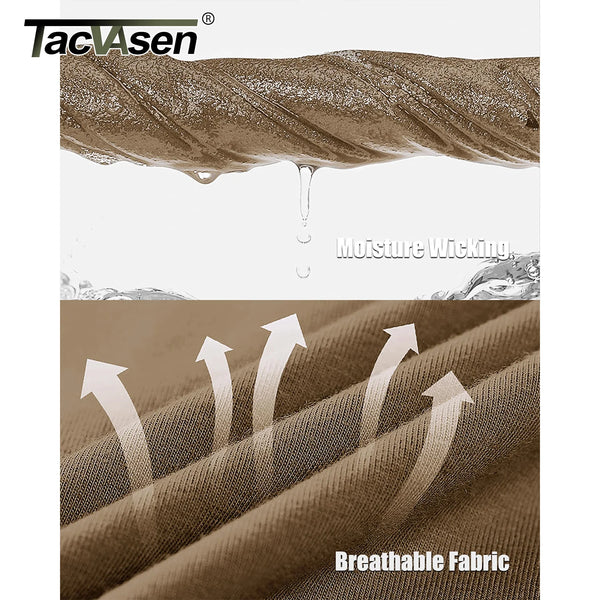 TACVASEN Long Sleeve 1/4 Zipper Slim Fit T-shirts With Pockets Mens Summer Combat T Shirt Cotton Polyester Training Clothing