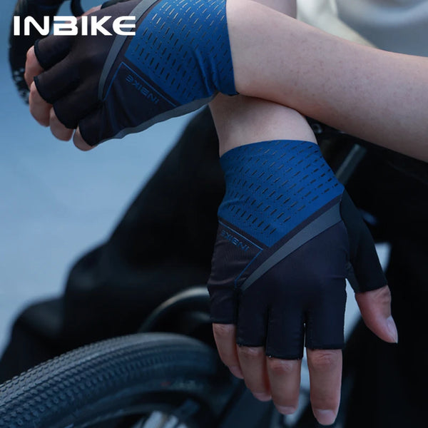INBIKE Mountain Road Bike Gloves Half Finger MTB Cycling Gloves for Men Anti-Slip Shockproof Gel Pad Bicycle Gloves for Riding