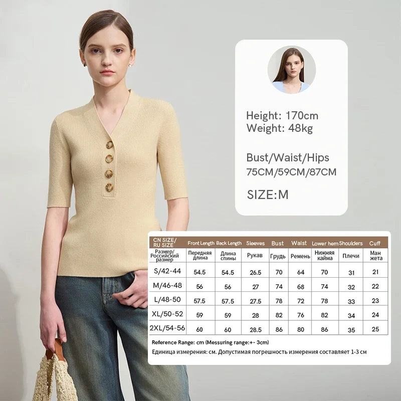 អាវយឺតប៉ាក់ AMII Minimalist សម្រាប់ស្ត្រី រដូវស្លឹកឈើជ្រុះឆ្នាំ ២០២៦ រចនាប័ទ្ម New England សម្រាប់ធ្វើដំណើរ ក V ស្លីមស្តើង អាវប៉ាក់ ១២៥២១០៨៦