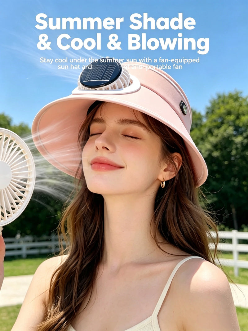 Summer Solar Powered Sun Hat with Fan for Outdoor Cycling and Sun Protection