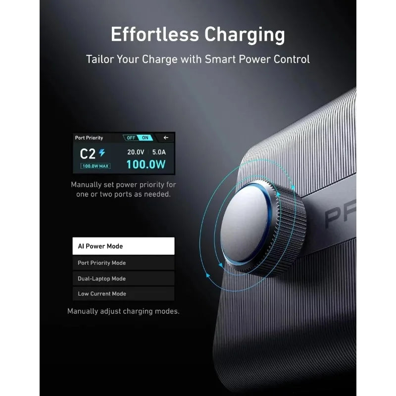 ស្ថានីយសាកថ្ម Anker A2345 Prime 250W GaN រន្ធ 6 USB C សម្រាប់ដាក់លើតុ សាកថ្មលឿន អេក្រង់ LCD ទំហំ 2.26 អ៊ីញ អាដាប់ទ័រថាមពលឆ្លាតវៃ សម្រាប់ឧបករណ៍ច្រើនយ៉ាង
