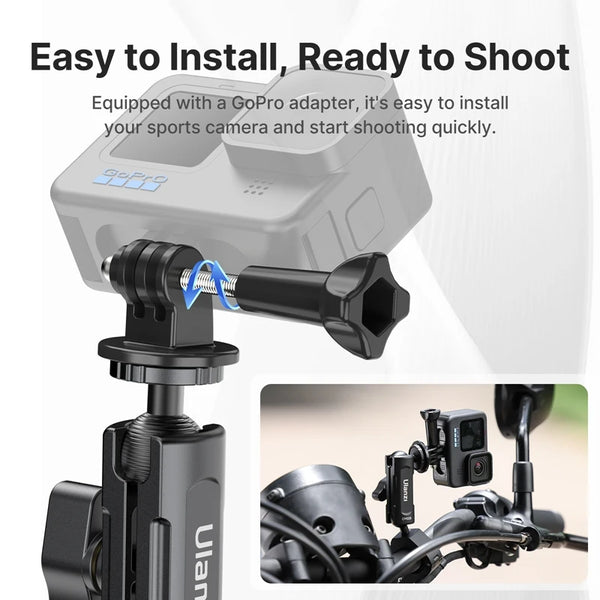 Ulanzi CM025 កាមេរ៉ាសកម្មភាពបង្វិល 360° កង់ ម៉ូតូ ដៃចង្កូតម៉ោនសម្រាប់ GoPro Hero 12 11 10 9 8 សម្រាប់ Insta360