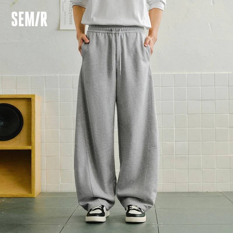 Semir Knitted Pants Men 2026 Spring Loose Curved Blade Commute Basic Versatile Casual Comfortable Daily Wear Trousers