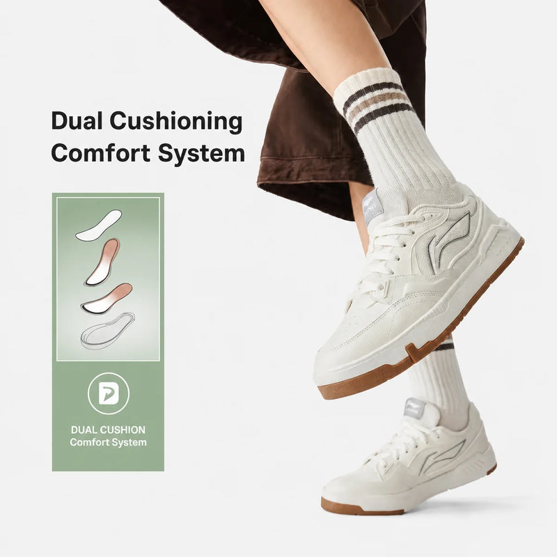ស្បែកជើងស្គីបុរស Li-Ning Common 80S ខ្នើយពីរជាន់ ស្បែកជើងធម្មតា ស្បែកជើងទាន់សម័យ AGCW135