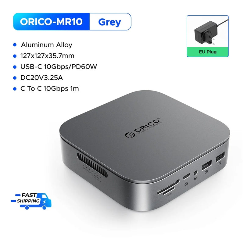 ORICO 10Gbps Docking Station Dual M.2 SSD Enclosure Hub 4K60Hz-HDMI PD60W offline Clone Expansion With Cooling Fan For Mac Mini