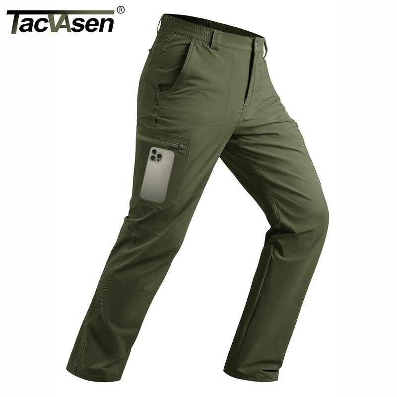 Men's Hiking Cargo Pants Quick Dry Lightweight Stretch Nylon Ripstop Water Resistant Outdoor Work Fishing 5 Zipper Pockets