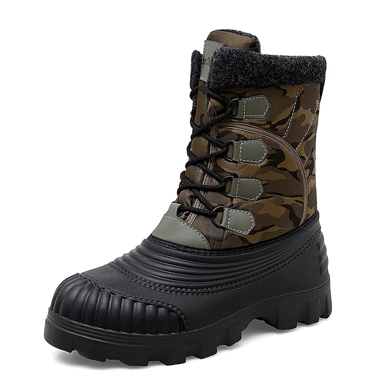 Men's high-top casual snow boots winter light warm velvet cotton boots soft sole non-slip comfort outdoor thicken walking boots