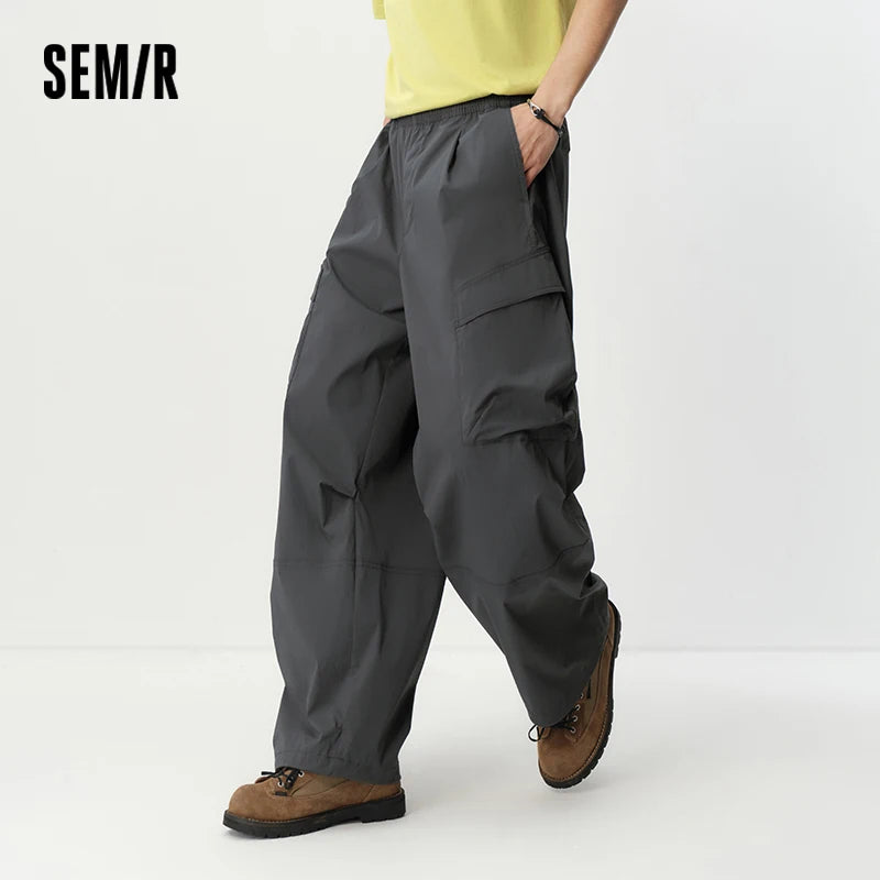 Semir Men Pants Cool Quick Dry Knee Pleated Workwear Curved Long Pants 2026 Summer Loose Straight Casual