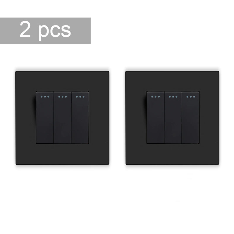 BSEED 2Packs Button Light Switch 1/2/3Gang 2Way Wall Light Switch Plastic Frame Switch On Off For Stairs 10A 250V