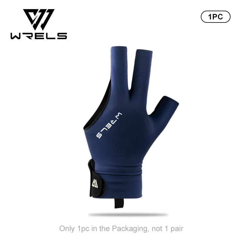 WRELS 1pc Left Hand Billiards Glove Three Finger Snooker Billiard Glove Non Slip Stickers Elasticity Billiard Training Gloves