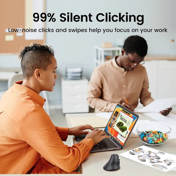 កណ្ដុរបញ្ឈរ UGREEN ឥតខ្សែ Bluetooth 5.0 2.4G Ergonomic 4000DPI ប៊ូតុងបិទសំឡេងចំនួន 6 សម្រាប់ MacBook Tablet Laptop Computer PC Mice
