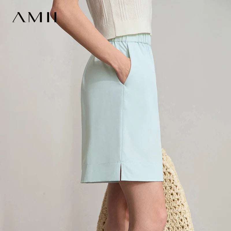ខោខ្លី Amii សម្រាប់នារី រចនាប័ទ្មថ្មី ងាយស្រួលប្រើ ចង្កេះយឺត ជើងធំទូលាយ ខោខ្លីធម្មតា 12522073