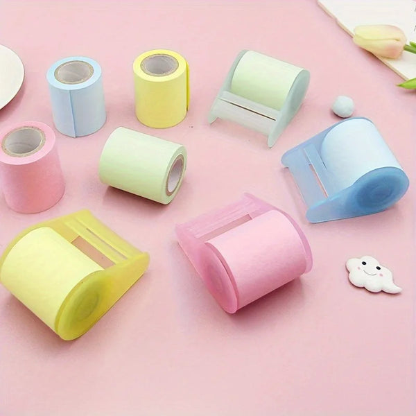1pc Sticky Notes, School Supplies, Bookmark Accessories, With Tape Holder, Assorted Colors (Pink/Green). Color Sticky  notes