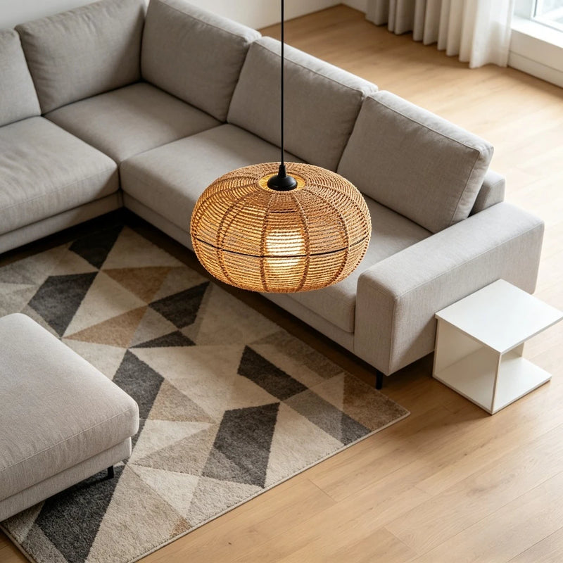 ចង្កៀងព្យួរ JOYINLED ធ្វើពីឫស្សី wicker ត្បាញដោយដៃ ចង្កៀងព្យួរទំហំ 30 សង់ទីម៉ែត្រ សម្រាប់តុបតែងផ្ទះ បរិភោគអាហារ ក្នុងផ្ទះ