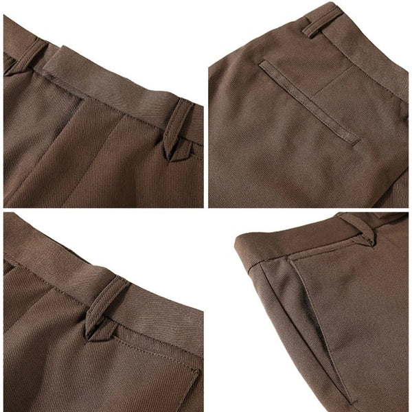 Men's Slim-Fit Wrinkle-Free Dress Pants – Drapey Business Casual Trousers with Stylish Pocket Detail for Office & Daily Wear