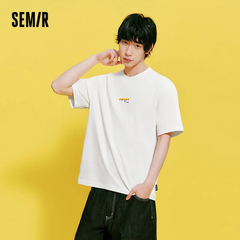 Semir Men Tshirt Cotton Fun Print Knit Short Sleeve 2026 New Arrival Casual Fashion Soft Daily Top Wear