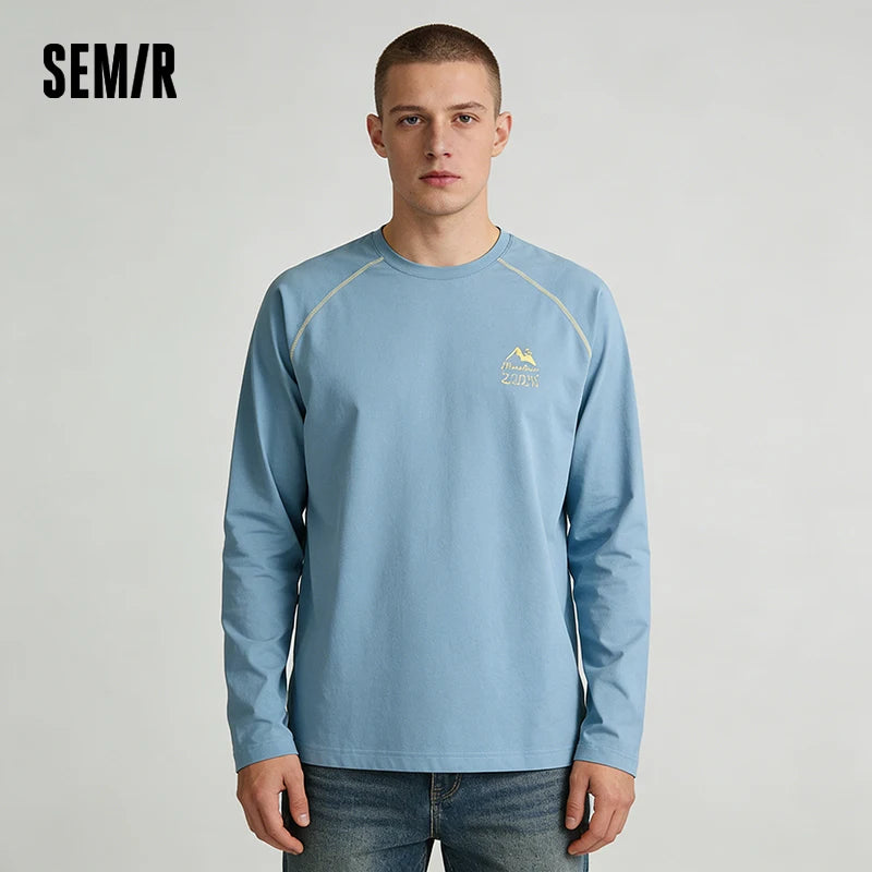 Semir Quick Dry Tshirt Men 2026 Spring Raglan Sleeve Color Block Crew Neck Couple Style Casual Versatile Inner Layer Top