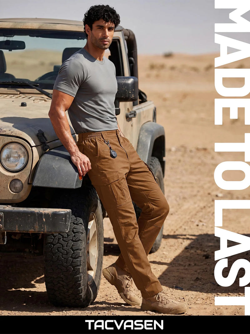 TACVASEN Men's Tactical Cargo Pants Ripstop Waterproof Work Trousers Lightweight Stretch Outdoor With 8 Pockets Bottoms Pants