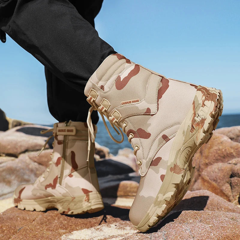 Men's high-top jungle battlefield training boots four seasons new breathable non-slip light outdoor hiking tactical combat boots