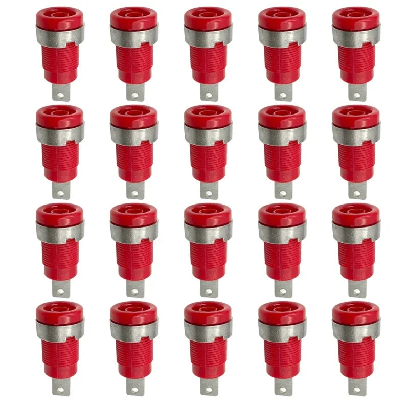 20PCS Insulated Safety 32A 4mm Banana Socket Terminal 5 Colors Female Jack Panel Mount Socket Binding Post Wire Connector