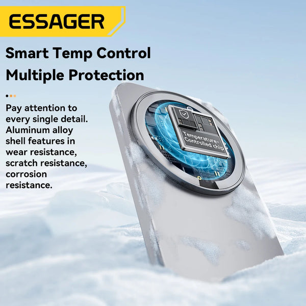 ឆ្នាំងសាកឥតខ្សែ Essager 2-in-1 Qi2 15W ជើងទម្រសាកថ្មឥតខ្សែម៉ាញេទិកសម្រាប់ iPhone 17 16 15 14 Pro AirPods iWatch 8 9 ឆ្នាំងសាក