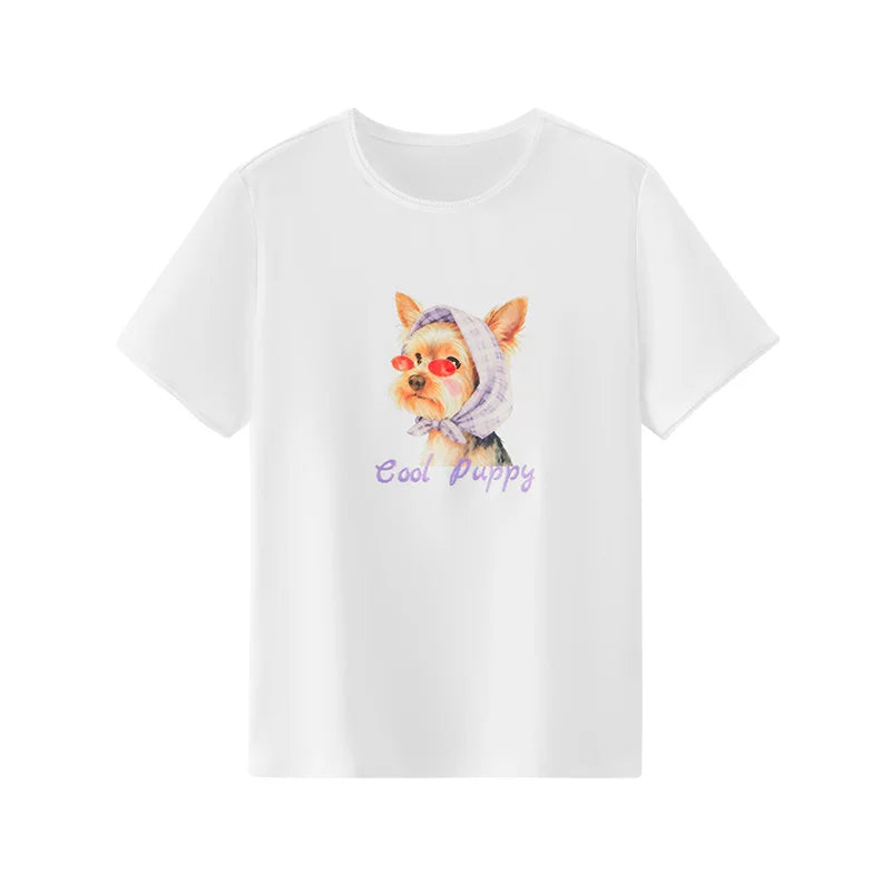 Semir Womens Tshirt 2026 Printed Slim Ruffle Edge Cute Petite Style Fashion Casual Daily Wear