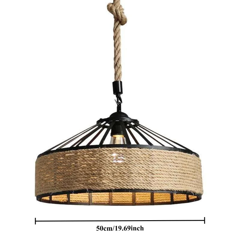 JOYINLED Industrial Hemp Rope Chandelier Vintage Metal Pendant Lamp Retro Hanging Lamp for Dining Room Living Room  30/40/50CM