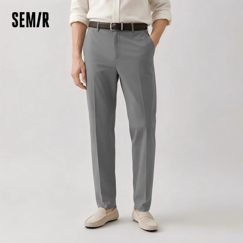 Semir Men Pants Solid 2026 Straight Elastic Waist Commuter Urban Casual Everyday Style Soft Comfortable Daily Wear Trendy