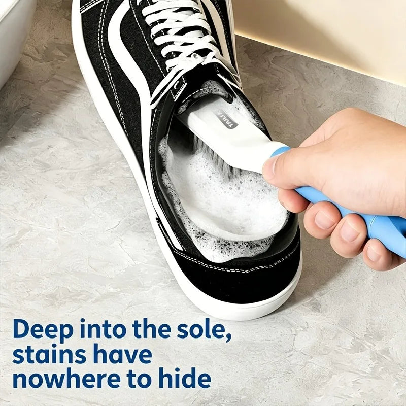1pc Shoe Brush Long Handle Double Head Soft Hard Bristle 360° No Dead Corner No Damage to Shoes Multi-functional Cleaning.