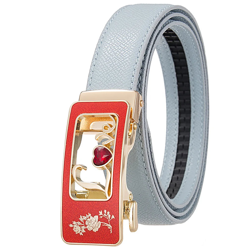 Women's Red Belt, Fashion Casual PU Belts, Purple Blue Gray Khaki Optional, 105cm Length
