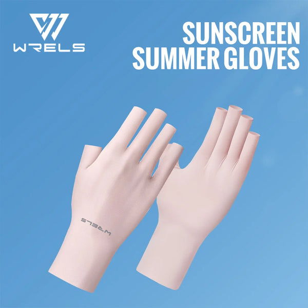 WRELS Fingerless Gloves Summer Sunscreen UV Protection Ice Silk Gloves Are UV Resistant Non Slip UPF50+ Fingerless Gloves