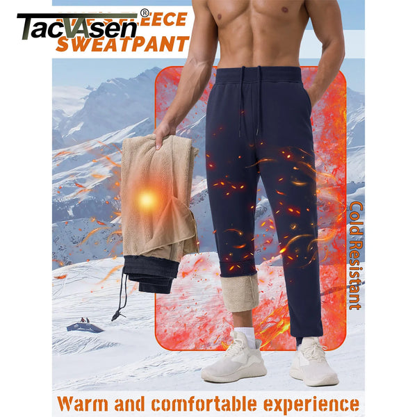 TACVASEN Thicken Sherpa Fleece Lined Sweatpants Mens Heavy Warm Winter Pants Outdoor Hiking Running Athletic Joggers Trousers