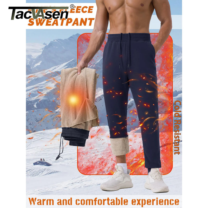 TACVASEN Thicken Sherpa Fleece Lined Sweatpants Mens Heavy Warm Winter Pants Outdoor Hiking Running Athletic Joggers Trousers