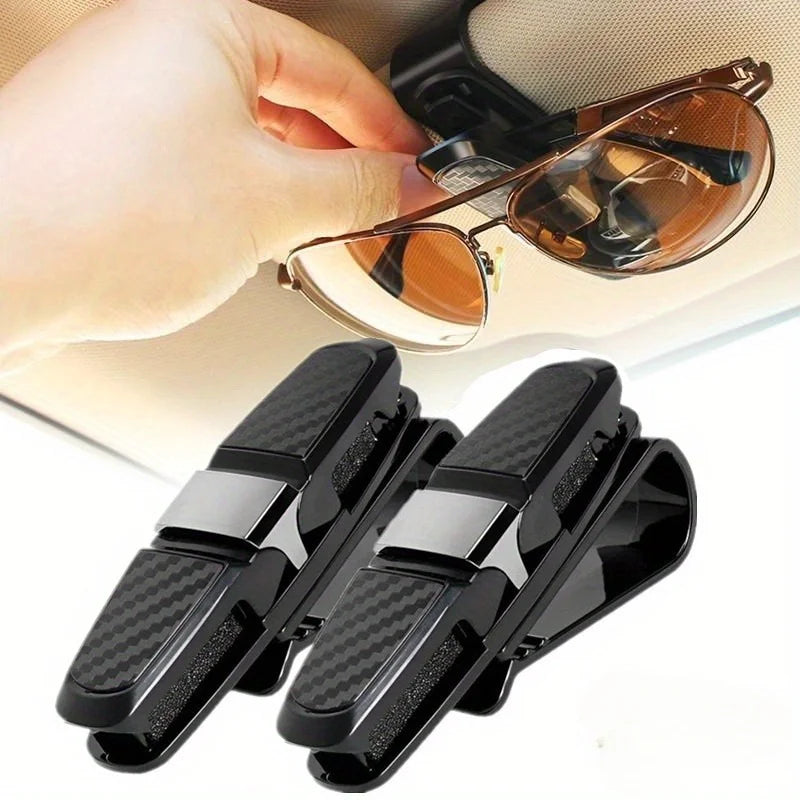 2pcs Car Visor Sunglass Holder Clip, Portable Eyeglasses Mount, ABS Material Auto Accessories Compatible with Various Models.