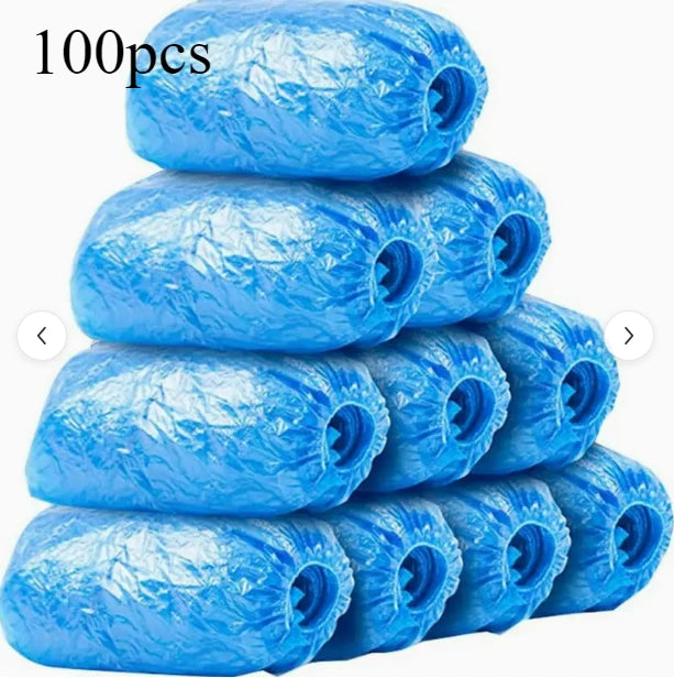 100pcs Heavy-Duty Disposable Shoe Covers - Blue Sole & Elastic Opening, Individually Wrapped Hygienic Protectors for Hospitals
