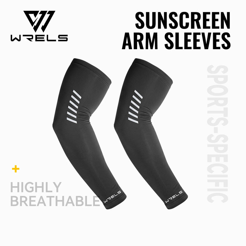 WRELS Sun Sleeves UPF 50+ Ice Silk Arm Covers Night Safety Reflective Cooling Sport Sleeves Breathable Thin Cycling UV Cover