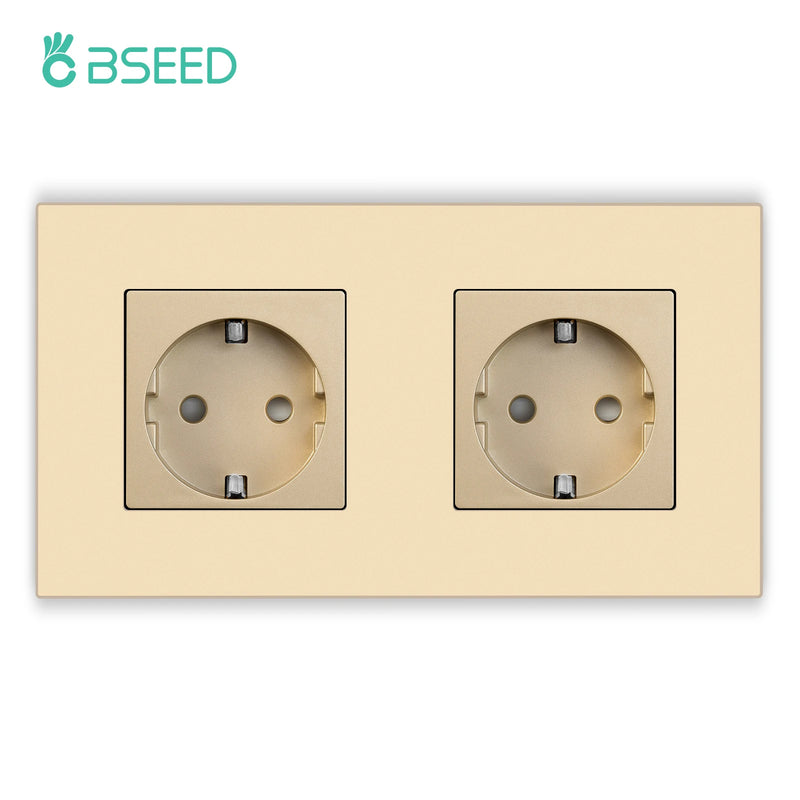 BSEED 1/2/3Gang 1Way Mechanical Light Switch Plus Electrical Outlets Plastic Frame Wall Switch On Off Power Socket