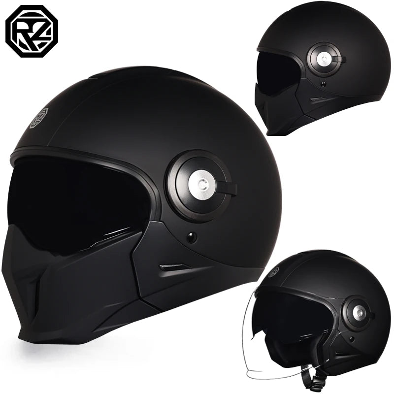 ORZ-653S Motorcycle Helmet Full Face Open Face Helmets 3/4 Men Women Modular Dual Visor Helmet For Motorcycle DOT Approved
